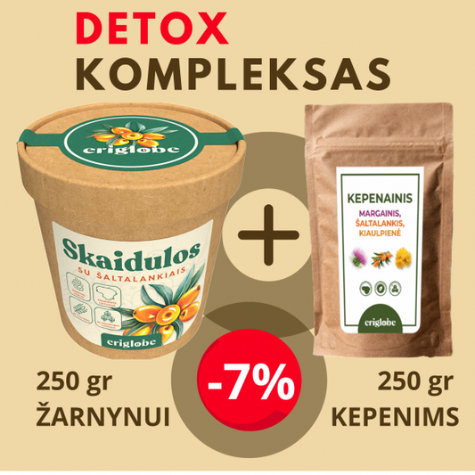 DETOX kompleksas žarnynui ir kepenims: Skaidulos 250g + Kepenainis 250g